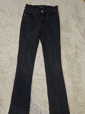 Indigo Rein Black Flared Seam-Front Jeans